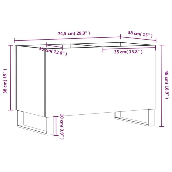 vidaXL Stereobänk betonggrå 74,5x38x48 cm konstruerat trä