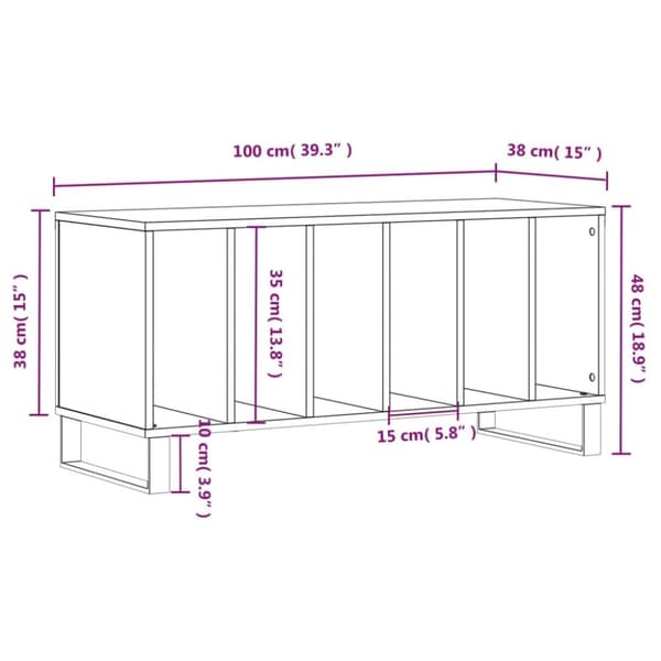 vidaXL LP-levyjen säilytyskaappi savutammi 100x38x48 cm tekninen puu