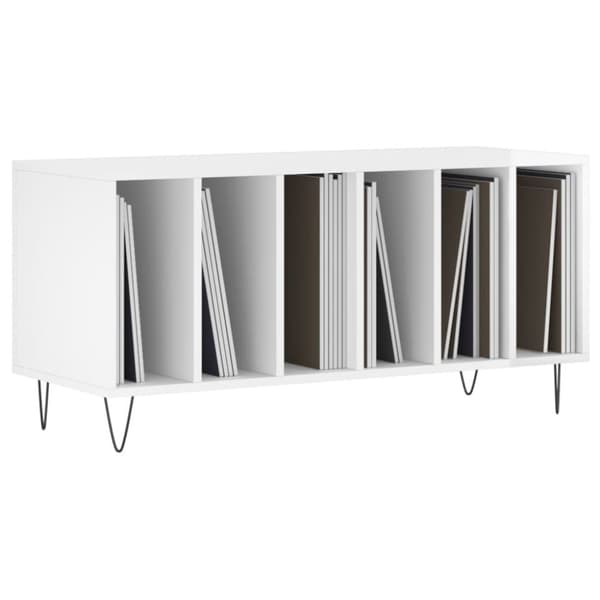 vidaXL Hifi-benk høyglans hvit 100x38x48 cm konstruert tre