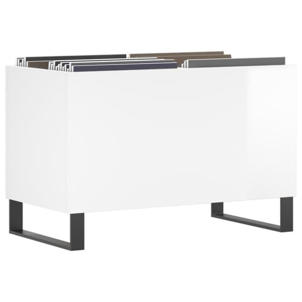 vidaXL LP-levyjen säilytyskaappi korkeakiilto valk. 74,5x38x48 cm puu