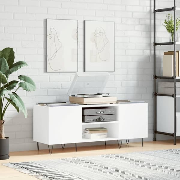 vidaXL vinylskab 121x38x48 cm konstrueret træ hvid