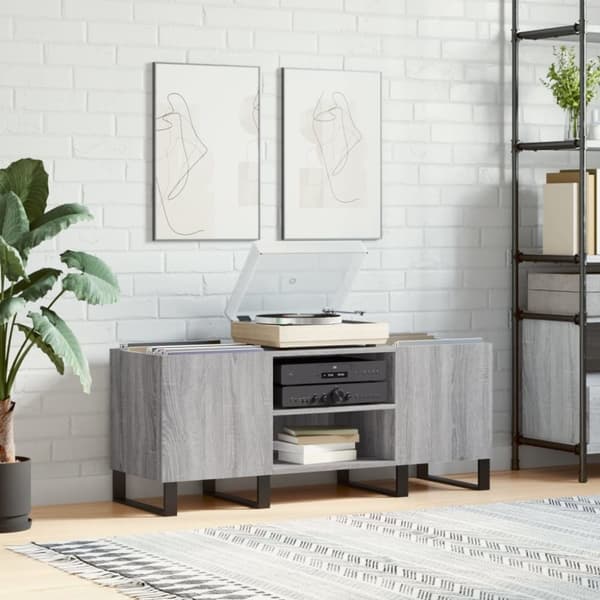 vidaXL Hifi-benk grå sonoma 121x38x48 cm konstruert tre