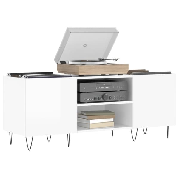 vidaXL Hifi-benk høyglans hvit 121x38x48 cm konstruert tre