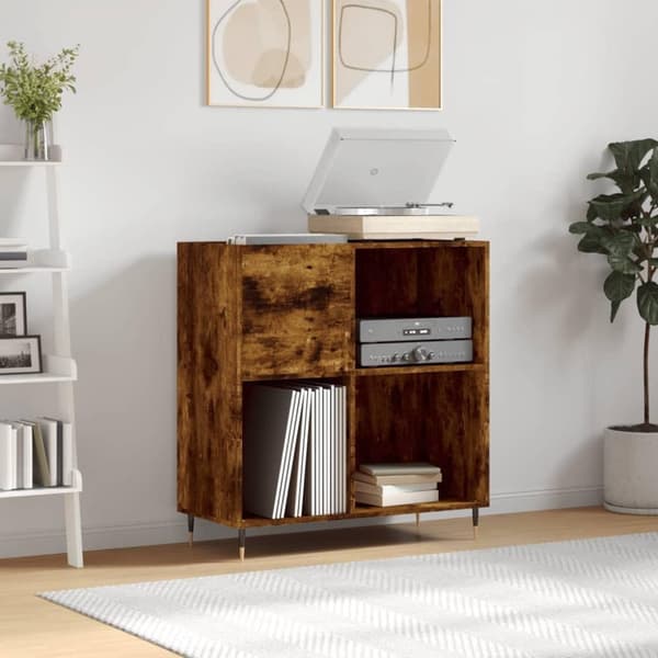 vidaXL Hifi-benk røkt eik 84,5x38x89 cm konstruert tre