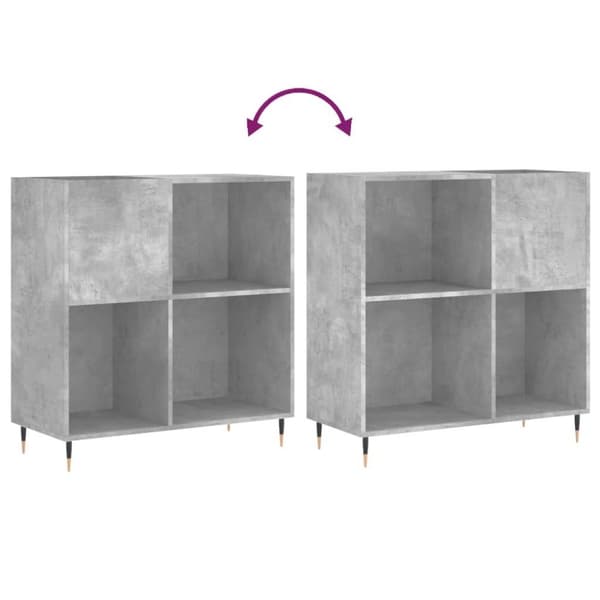 vidaXL LP-levyjen säilytyskaappi betoninharmaa 84,5x38x89 cm puu