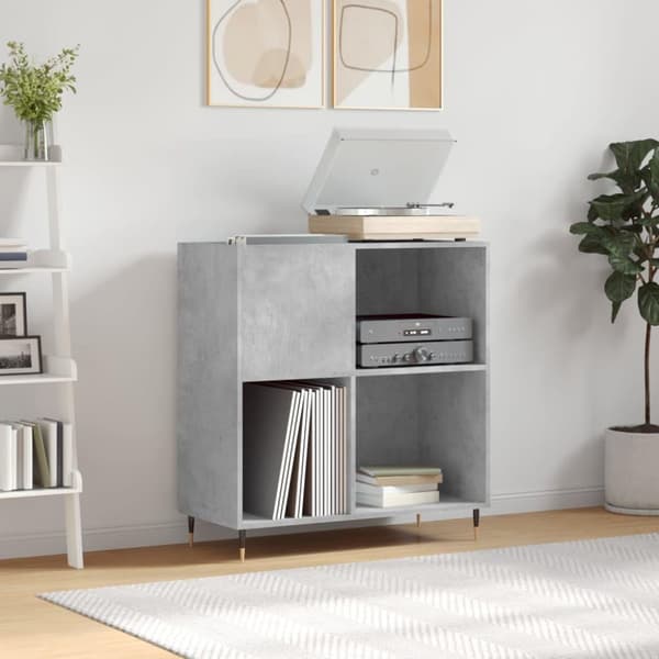 vidaXL LP-levyjen säilytyskaappi betoninharmaa 84,5x38x89 cm puu