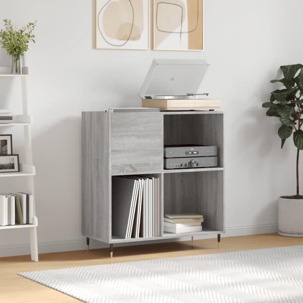 vidaXL Hifi-benk grå sonoma 84,5x38x89 cm konstruert tre