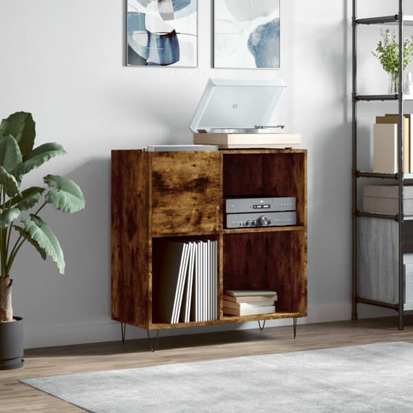 vidaXL Hifi-benk røkt eik 84,5x38x89 cm konstruert tre