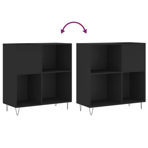 vidaXL vinylskab 84,5x38x89 cm konstrueret træ sort