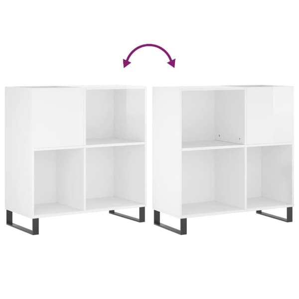 vidaXL vinylskab 84,5x38x89 cm konstrueret træ hvid højglans