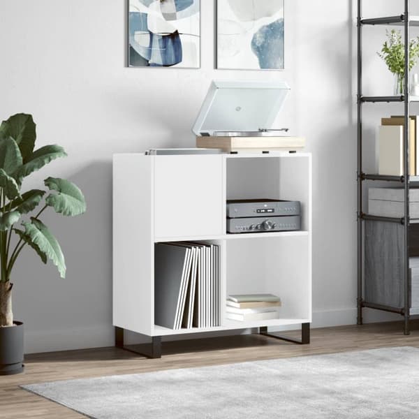 vidaXL vinylskab 84,5x38x89 cm konstrueret træ hvid højglans