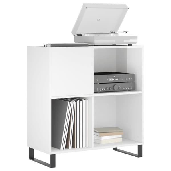 vidaXL vinylskab 84,5x38x89 cm konstrueret træ hvid højglans