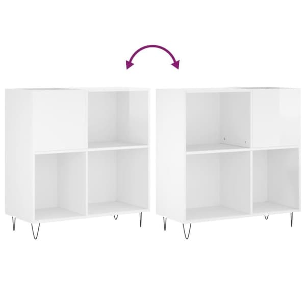 vidaXL Hifi-benk høyglans hvit 84,5x38x89 cm konstruert tre