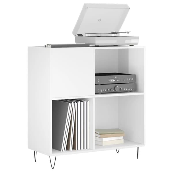 vidaXL Hifi-benk høyglans hvit 84,5x38x89 cm konstruert tre
