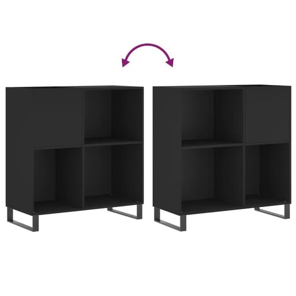 vidaXL vinylskab 84,5x38x89 cm konstrueret træ sort