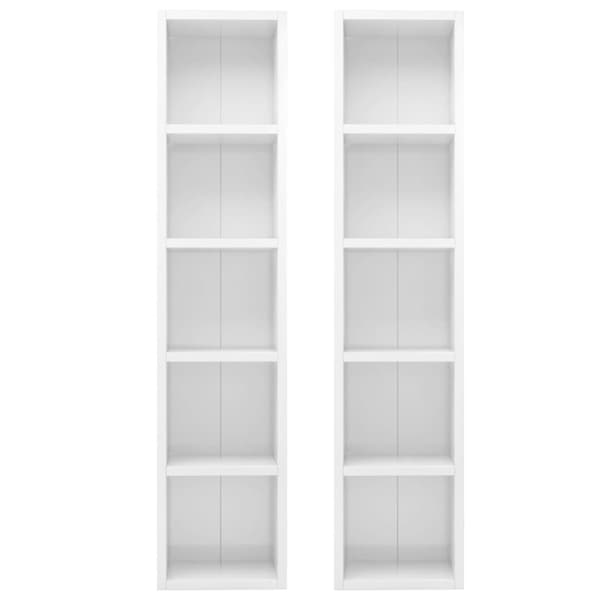 reoler 2 stk. 21x16x93,5 cm konstrueret træ hvid højglans