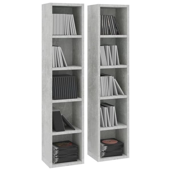 CD-hyllor 2 st betonggrå 21x16x93,5 cm konstruerat trä