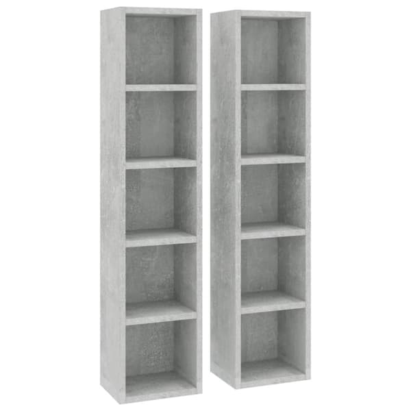 CD-hyllor 2 st betonggrå 21x16x93,5 cm konstruerat trä