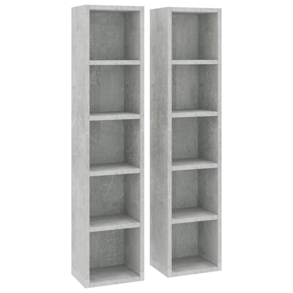 CD-hyllor 2 st betonggrå 21x16x93,5 cm konstruerat trä