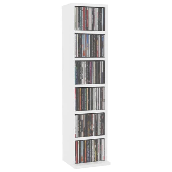 CD-hylla vit 21x20x88 cm konstruerat trä