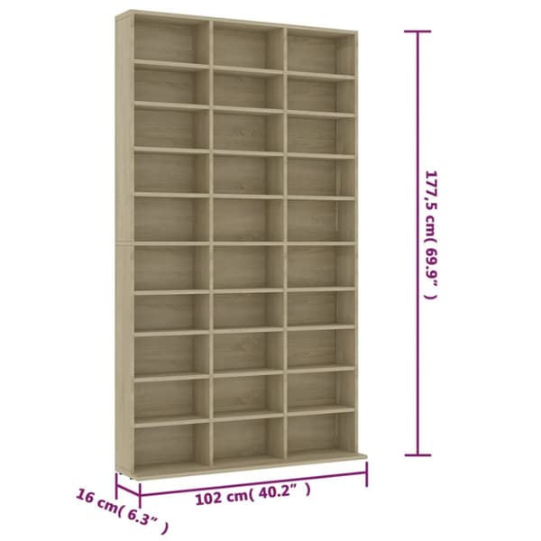 cd-reol 102x16x177,5 cm konstrueret træ sonoma-eg