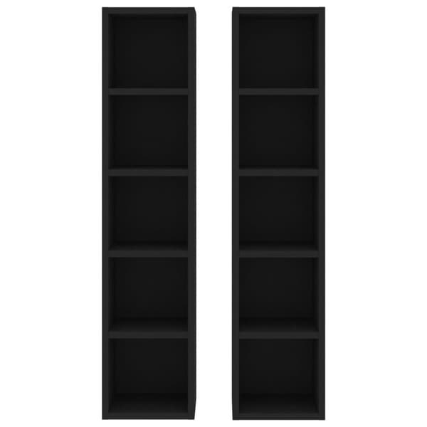 CD-hyllyt 2 kpl musta 21x16x93,5 cm tekninen puu