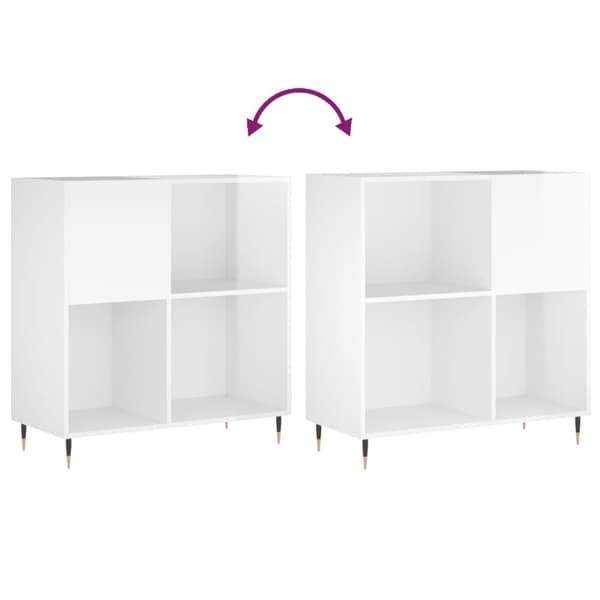 vinylskab 84,5x38x89 cm konstrueret træ hvid højglans