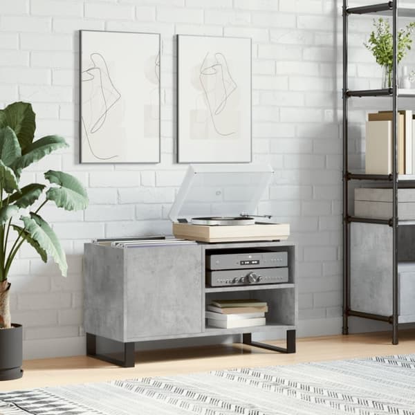 vinylskab 85x38x48 cm konstrueret træ betongrå