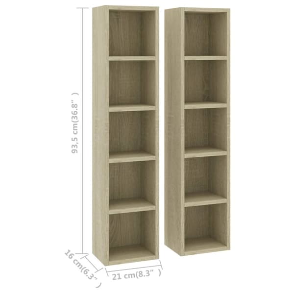 reoler 2 stk. 21x16x93,5 cm konstrueret træ sonoma-eg