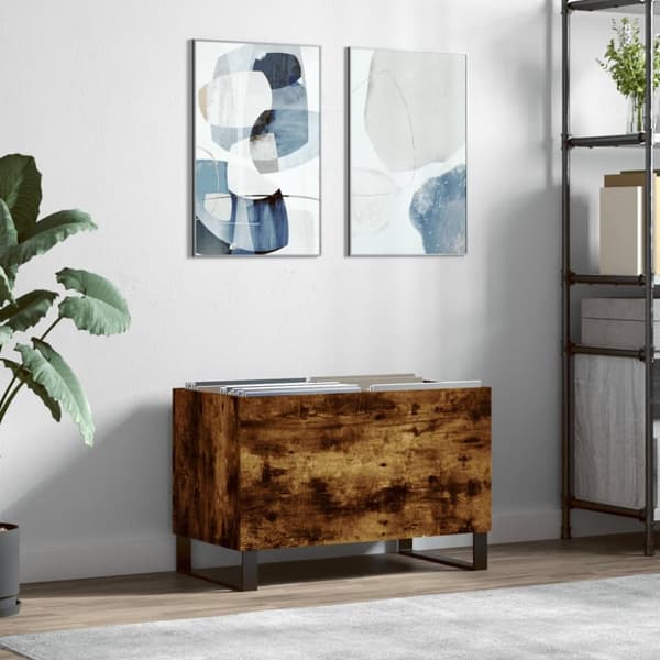LP-levyjen säilytyskaappi savutammi 74,5x38x48 cm tekninen puu