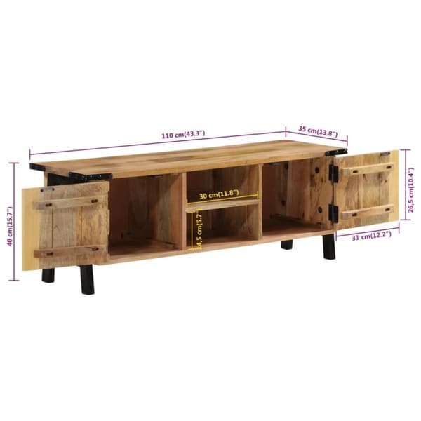 vidaXL TV-taso 110x35x40 cm täysi mangopuu
