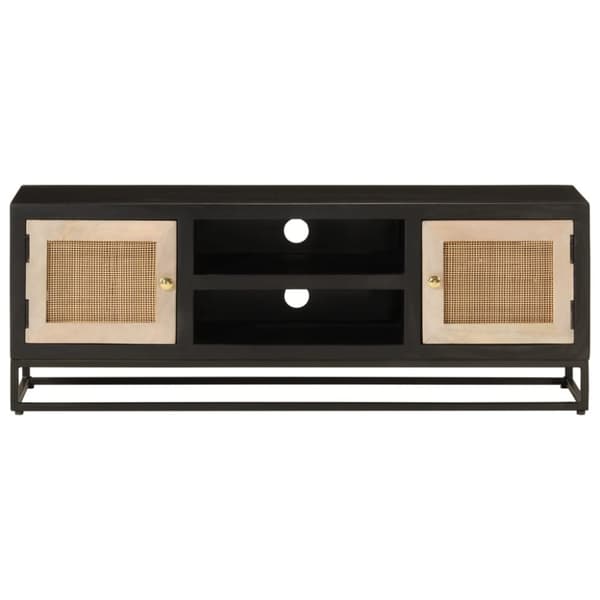 vidaXL TV-benk svart 110x30x40 cm heltre mangotre og jern