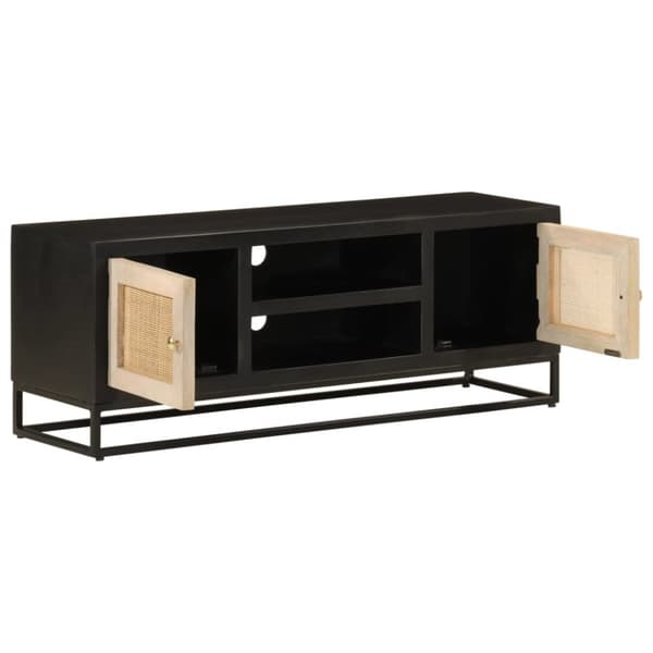 vidaXL TV-benk svart 110x30x40 cm heltre mangotre og jern
