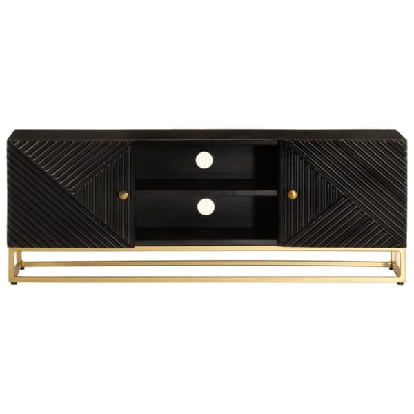 vidaXL TV-benk svart 110x30x40 cm heltre mangotre og jern