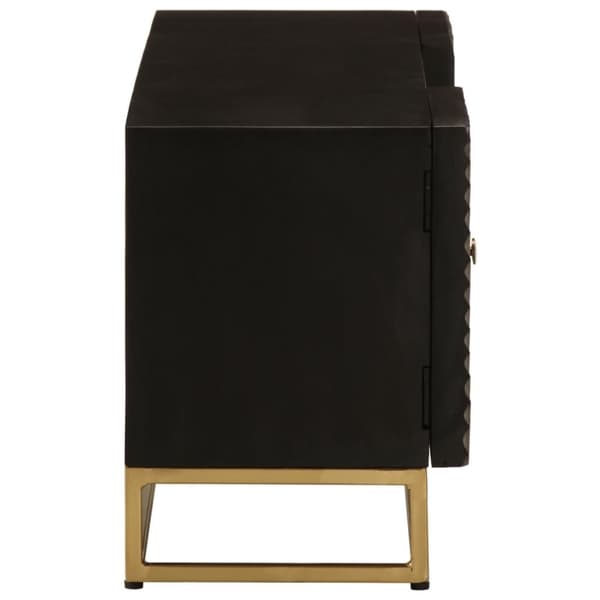 vidaXL TV-benk svart 110x30x40 cm heltre mangotre og jern