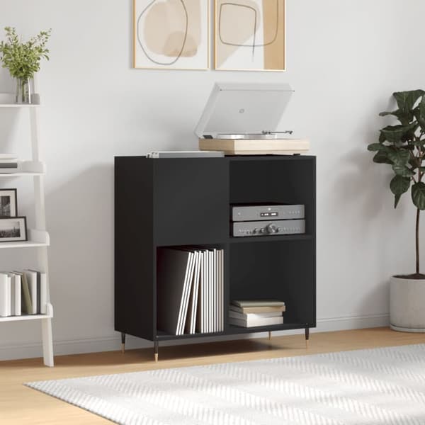 vinylskab 84,5x38x89 cm konstrueret træ sort