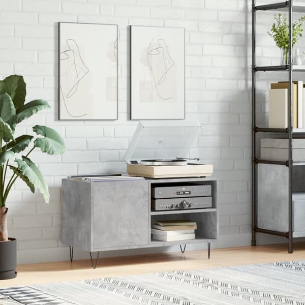 vinylskab 85x38x48 cm konstrueret træ betongrå