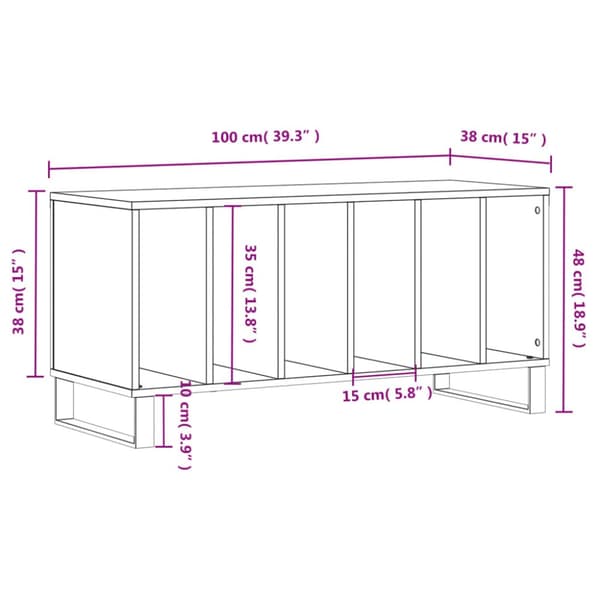 LP-levyjen säilytyskaappi harmaa Sonoma 100x38x48 cm puu