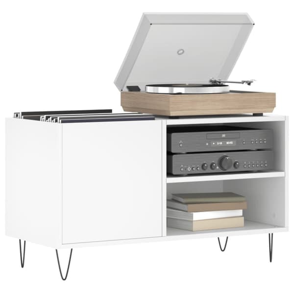 Stereobänk vit 85x38x48 cm konstruerat trä