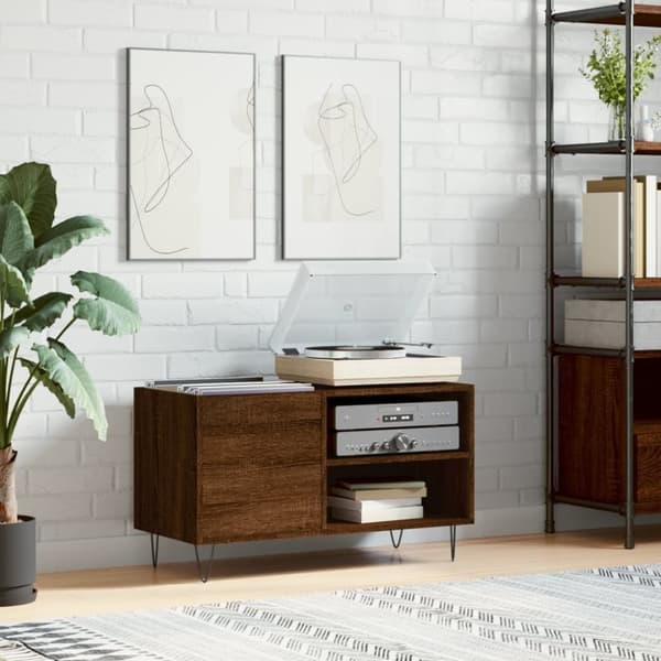 vinylskab 85x38x48 cm konstrueret træ brun egetræsfarve