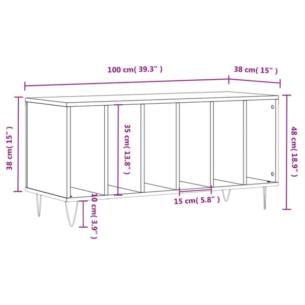 vinylskab 100x38x48 cm konstrueret træ sonoma-eg