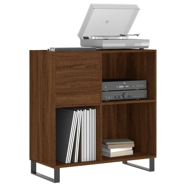 vinylskab 84,5x38x89 cm konstrueret træ brun egetræsfarve