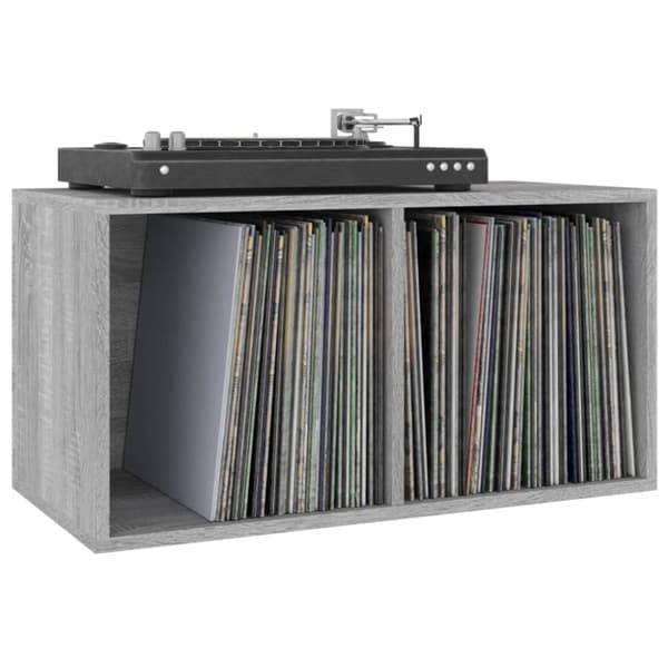 vidaXL lp-reol 71x34x36 cm konstrueret træ grå sonoma-eg -  Medieopbevaring