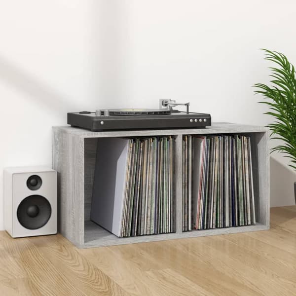 vidaXL lp-reol 71x34x36 cm konstrueret træ grå sonoma-eg -  Medieopbevaring