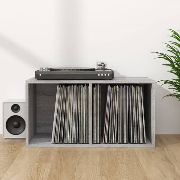 vidaXL lp-reol 71x34x36 cm konstrueret træ grå sonoma-eg -  Medieopbevaring