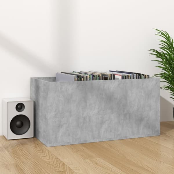 vidaXL Vinyylilevyjen säilytyslaatikko harmaa 71x34x36 cm tekninen puu - Medialaitekaapit & -telineet