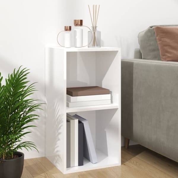 vidaXL Vinyylilevyjen säilytyslaatikko valk.71x34x36 cm tekninen puu - Medialaitekaapit & -telineet