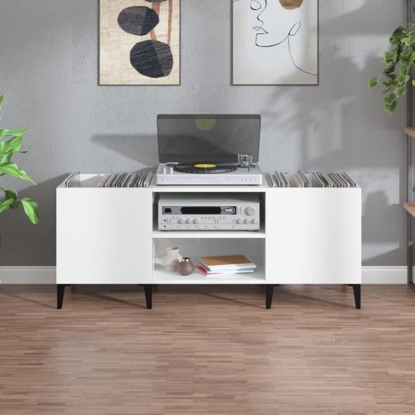 vidaXL vinylskab 121x38x48 cm konstrueret træ hvid -  Medieopbevaring
