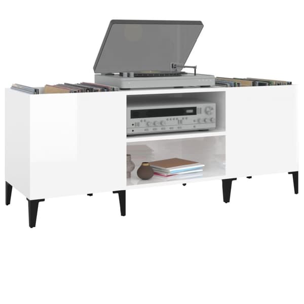 vidaXL vinylskab 121x38x48 cm konstrueret træ hvid -  Medieopbevaring