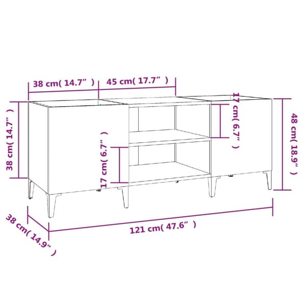 vidaXL vinylskab 121x38x48 cm konstrueret træ hvid -  Medieopbevaring